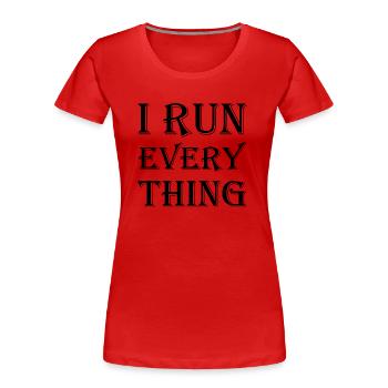 Triathlon Natation Vélo Run Marathon - T-shirt bio Premium Femme - rouge - Devant - Mia (176cm)
