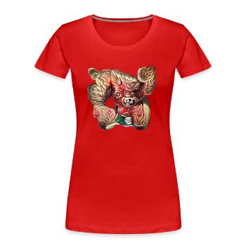 Ours en peluche Oni - T-shirt bio Premium Femme - rouge - Devant - Mia (176cm)