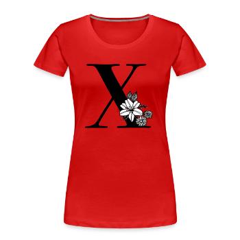 Buchstabe X - Frauen Premium Bio T-Shirt - Rot - Vorne - Mia (176cm)