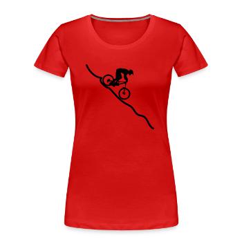 Mountainbiker Fahrrad Radsport downhill - Frauen Premium Bio T-Shirt - Rot - Vorne - Mia (176cm)