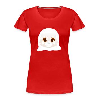 Roter Panda, der zu Halloween als Geist verkleidet ist - Frauen Premium Bio T-Shirt - Rot - Vorne - Mia (176cm)