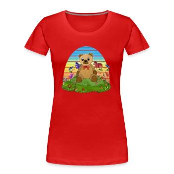 teddy bear - Women's Premium Organic T-Shirt - red - Front - Mia (176cm)