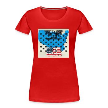 USA, stars and belts - Women's Premium Organic T-Shirt - red - Front - Mia (176cm)