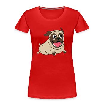 Nacho le carlin - T-shirt bio Premium Femme - rouge - Devant - Mia (176cm)