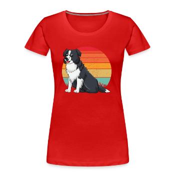 Border collie Retro 2 - T-shirt bio Premium Femme - rouge - Devant - Mia (176cm)