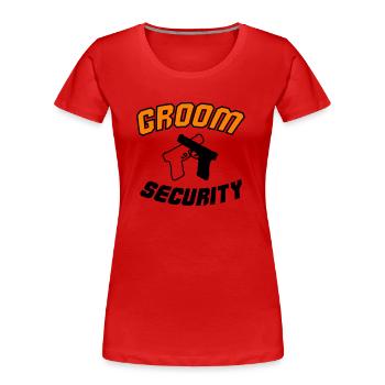 Sécurité du marié - T-shirt bio Premium Femme - rouge - Devant - Mia (176cm)