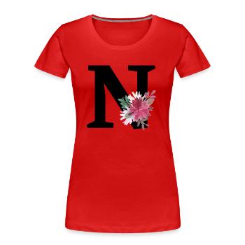 Letter n floral - Women's Premium Organic T-Shirt - red - Front - Mia (176cm)