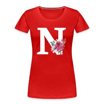 Letter n floral - Women's Premium Organic T-Shirt - red - Front - Mia (176cm)