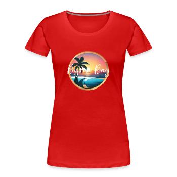 Byron Bay - Frauen Premium Bio T-Shirt - Rot - Vorne - Mia (176cm)