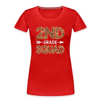 2Nd Grade Squad Leopard Second Grade Teacher Stud - Women's Premium Organic T-Shirt - red - Front - Mia (176cm)