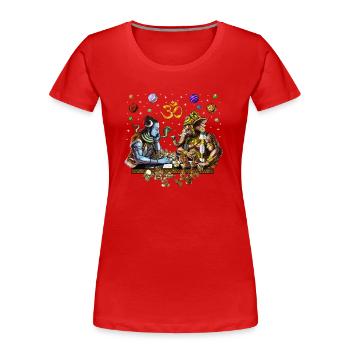 Shiva gegen Ganesha - Frauen Premium Bio T-Shirt - Rot - Vorne - Mia (176cm)