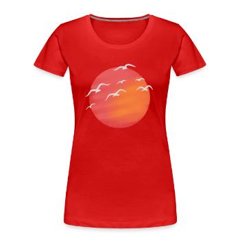 Sonne und Wasservögel 1 - Frauen Premium Bio T-Shirt - Rot - Vorne - Mia (176cm)