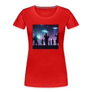 UFO sighting - Women's Premium Organic T-Shirt - red - Front - Mia (176cm)