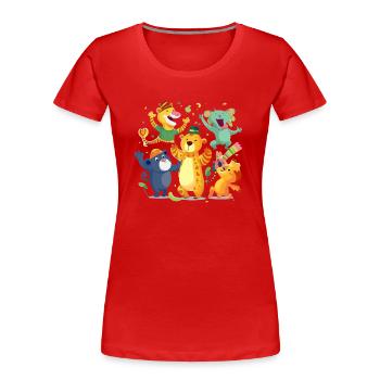 Animals at the party - Women's Premium Organic T-Shirt - red - Front - Mia (176cm)