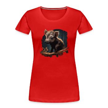 Wildschwein Frischling Wildschwein Baby - Frauen Premium Bio T-Shirt - Rot - Vorne - Mia (176cm)