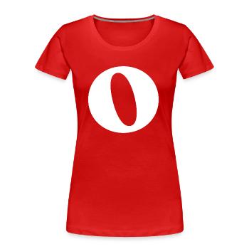 Buchstabe o - Frauen Premium Bio T-Shirt - Rot - Vorne - Mia (176cm)