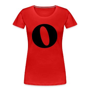 Buchstabe o - Frauen Premium Bio T-Shirt - Rot - Vorne - Mia (176cm)