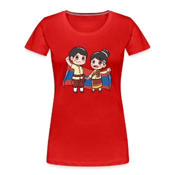 Laos Lao Laotian Flag Elephant Lao I Gift - Women's Premium Organic T-Shirt - red - Front - Mia (176cm)