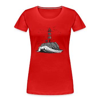 Breton Lighthouse #4 - Women's Premium Organic T-Shirt - red - Front - Mia (176cm)