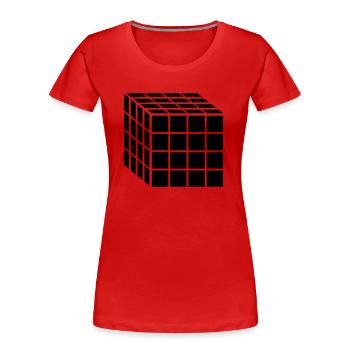 4x4 Block Cube - Women's Premium Organic T-Shirt - red - Front - Mia (176cm)