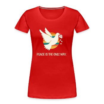 Friedenstaube Statement gegen Krieg - Frauen Premium Bio T-Shirt - Rot - Vorne - Mia (176cm)