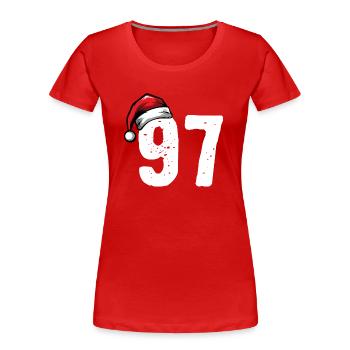 97 Numéro Noël - T-shirt bio Premium Femme - rouge - Devant - Mia (176cm)