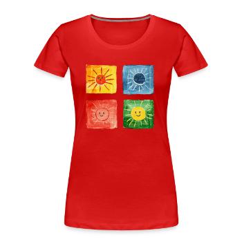 Soleils colorés - T-shirt bio Premium Femme - rouge - Devant - Mia (176cm)