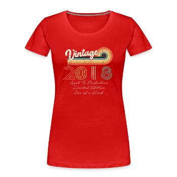 2018 Vintage Classic 2018 - Frauen Premium Bio T-Shirt - Rot - Vorne - Mia (176cm)