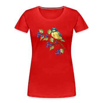 Bunter Vogel - Frauen Premium Bio T-Shirt - Rot - Vorne - Mia (176cm)