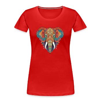 éléphant Zentangle Art Animal coloré - T-shirt bio Premium Femme - rouge - Devant - Mia (176cm)