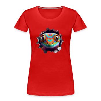 Colorful Gecko Head in Hole 2 - Women's Premium Organic T-Shirt - red - Front - Mia (176cm)