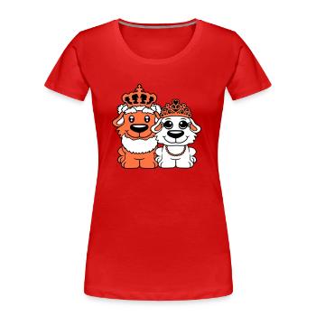 Deux Chiens Couronne Roi Reine Souverain Majesté - T-shirt bio Premium Femme - rouge - Devant - Mia (176cm)