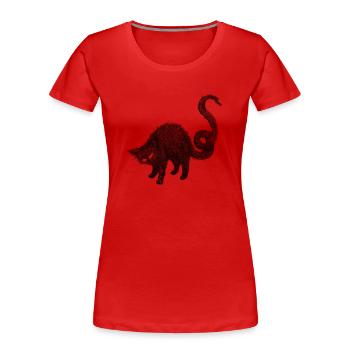 böses Katzenwesen Illustration, Ailurophobie - Frauen Premium Bio T-Shirt - Rot - Vorne - Mia (176cm)