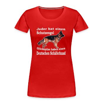 Schutzengel Schäferhund W - Frauen Premium Bio T-Shirt - Rot - Vorne - Mia (176cm)