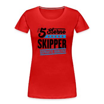 5Sterne Skipper - Frauen Premium Bio T-Shirt - Rot - Vorne - Mia (176cm)