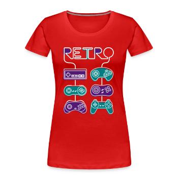 Retro gaming - Women's Premium Organic T-Shirt - red - Front - Mia (176cm)