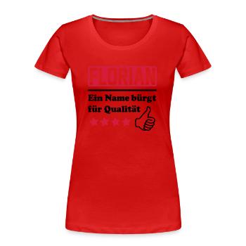 florian - T-shirt bio Premium Femme - rouge - Devant - Mia (176cm)