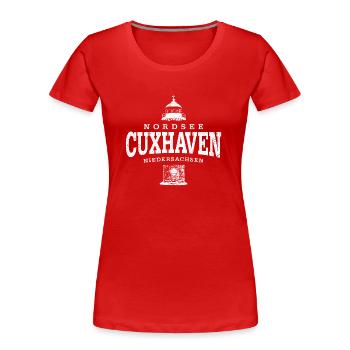 Cuxhaven North Sea (white oldstyle) - Women's Premium Organic T-Shirt - red - Front - Mia (176cm)