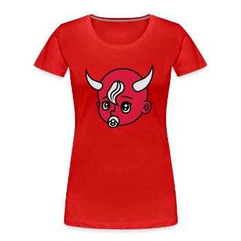 tête visage mal diable démon enfer diable satan ra - T-shirt bio Premium Femme - rouge - Devant - Mia (176cm)