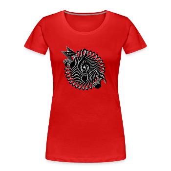 Note keys and notes pattern - Women's Premium Organic T-Shirt - red - Front - Mia (176cm)