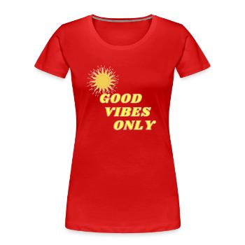 just good mood! - Women's Premium Organic T-Shirt - red - Front - Mia (176cm)