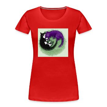 Ying Yang Katzen - Frauen Premium Bio T-Shirt - Rot - Vorne - Mia (176cm)