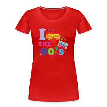 1990iger Sprüche 90s Geschenksidee - Frauen Premium Bio T-Shirt - Rot - Vorne - Mia (176cm)