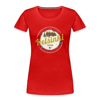 Helsinki Elch Hauptstadt von Finnland Vintage Souv - Frauen Premium Bio T-Shirt - Rot - Vorne - Mia (176cm)