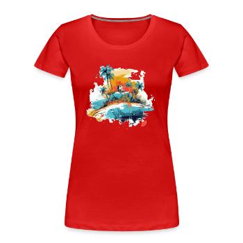 Tropisches Paradies - Frauen Premium Bio T-Shirt - Rot - Vorne - Mia (176cm)