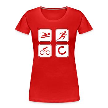 Triathlon Swim Bike Run Marathon - Women's Premium Organic T-Shirt - red - Front - Mia (176cm)