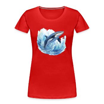 Baleine dans l’océan Arctique Océan Bleu - T-shirt bio Premium Femme - rouge - Devant - Mia (176cm)