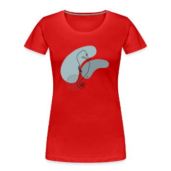 "Seahorse", Boho Line Art Design, Ocean Series - Women's Premium Organic T-Shirt - red - Front - Mia (176cm)