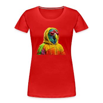 Perroquet avec lunettes de soleil Perroquets froids colorés - T-shirt bio Premium Femme - rouge - Devant - Mia (176cm)