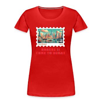 Dubai - Frauen Premium Bio T-Shirt - Rot - Vorne - Mia (176cm)